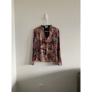 azita jacket women’s medium multicolor zip up bright striped track A-1004
